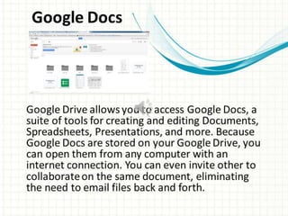 Google Drive Features Presentation | PPTX