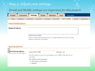 Step 3: Adjust your settings
Email and Mobile settings are important for this project.
 