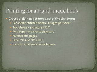 Creating Book Signatures Making a Photo Book | PPTX