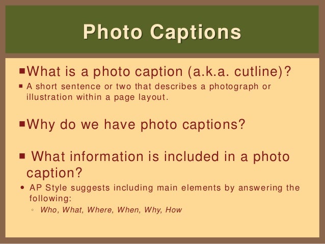 photo caption writing adjective form of photograph