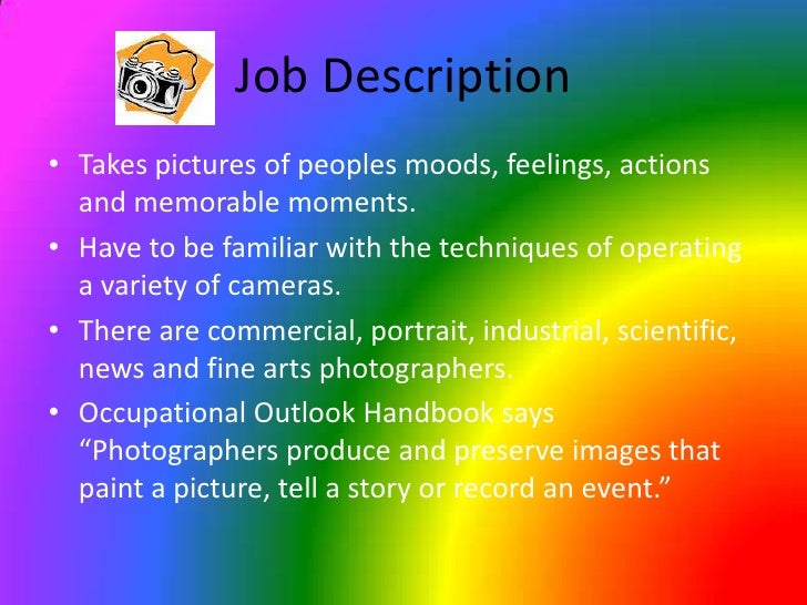 job description of a photographer
