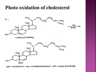 Photo oxidation of cholesterol
 .
 