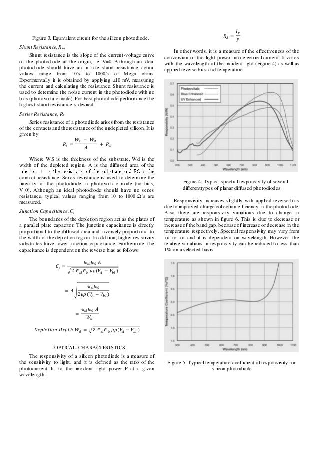 Photodiode characteristics, applications and quantum efficiency
