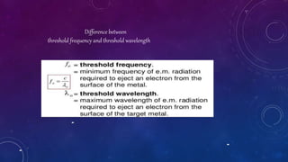 Difference between
threshold frequency and threshold wavelength
 
