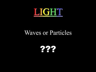 LIGHT
Waves or Particles
???
 