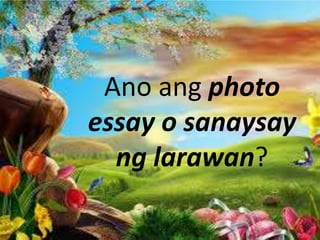 Ano ang photo
essay o sanaysay
ng larawan?
 
