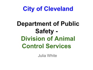 City of Cleveland

Department of Public
      Safety -
 Division of Animal
 Control Services
      Julia White
 