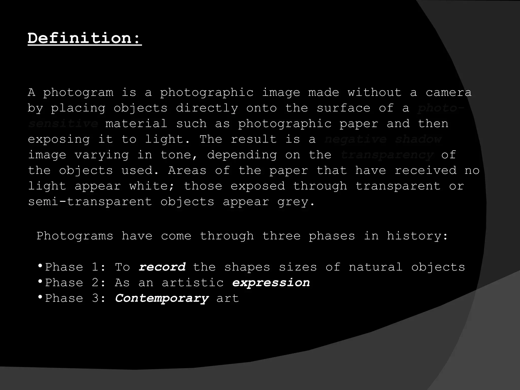 Photograms powerpoint of first activity | PPT