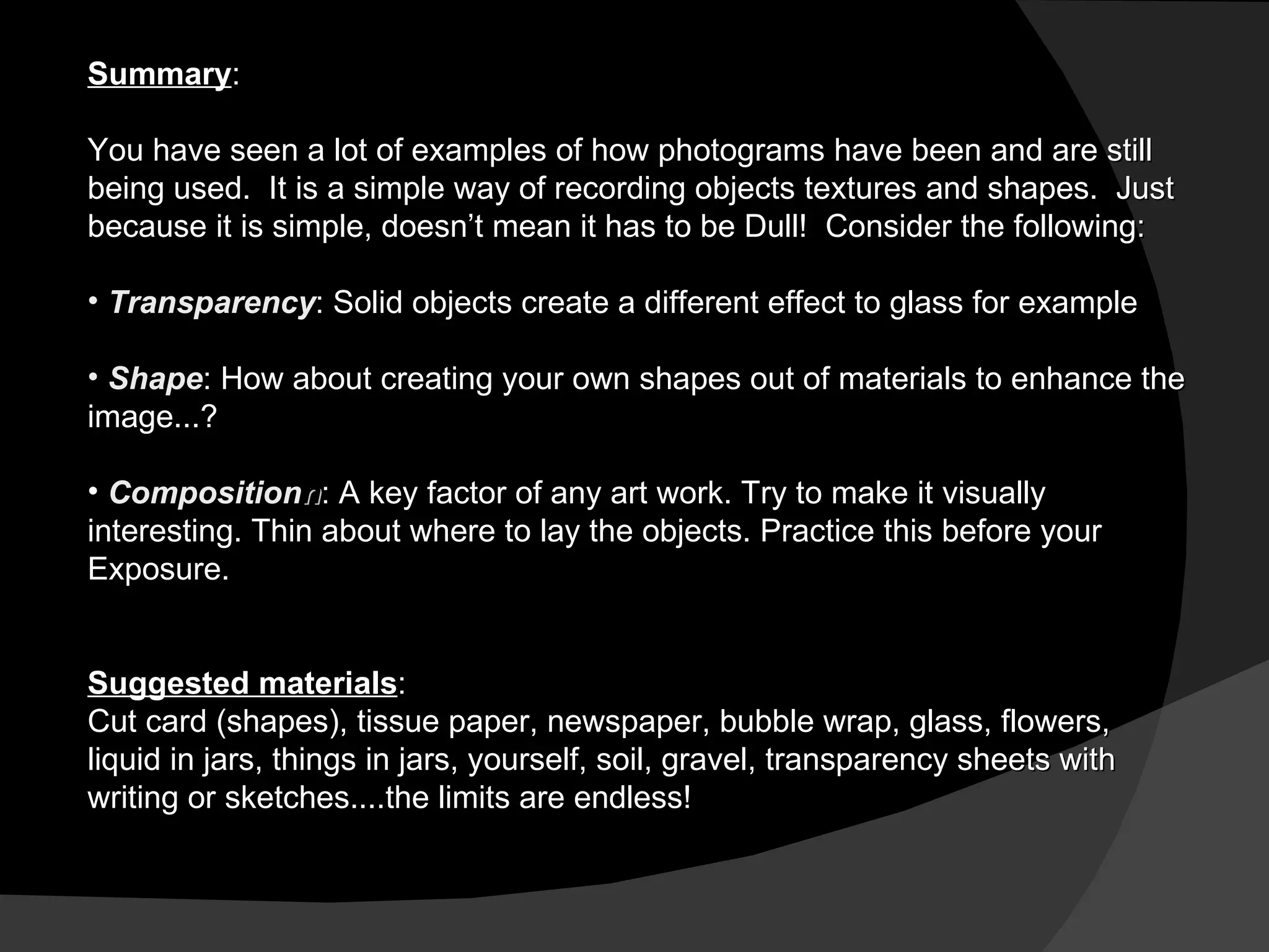 Photograms powerpoint of first activity | PPT