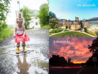 1/500 sec
3 seconds
10 seconds
 