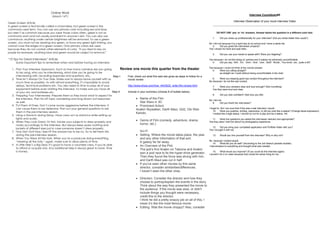 Danika Olson

                                  Online Work
                                   (March 16th)
                                                                                                                                                                                                              Interview Countdown#5

                                                                                                                                                                                             Interview Observation of your mock interview Video
Green Screen Article:
A green screen is technically called a chromakey, but green screen is the
commonly used term. You can use any primary color including red and blue,
but aren’t as common because you wear those colors often, green is not as                                                                                                    DO NOT USE ‘yes’ or ‘no’ answers. Answer below the question in a different color text.
commonly worn and not usually prominent in anyone’s skin. You can also use
                                                                                                                                                                       1.      Did you dress up professionally for your interview? (Did you dress better than usual?)
Luminance; anything under certain brightness will be removed. To use a green
screen, you must not be wearing any green, or have any green light shining, you                                                                                     No I did not because It is a spirit day at my school and I wore a santa hat.
cannot cross the edges of a green screen. Only primary colors are used                                                                                                 2.     Did you greet the interviewer properly?
because they do not contain other elements of color, “if you tried to key on                                                                                        Yes I shook his hand and said hello.
purple for example, anything blue and green would be subject to removal.”
                                                                                                                                                                       3.      Did you use your hands to speak with? Were you fidgeting?

“10 Tips for Great Interviews” Article:                                                                                                                             Yes because I do not like being on camera and it makes me extremely uncomfortable.
      Some important tips to remember when and before having an interview:                                                                                             4.    Did you say; ‘Ahh’, ‘Err’, ‘Uhm’, ‘And’, ‘Like’, ‘Stuff’, ‘Kinda’, ‘You know’, etc., quite a bit?

                                                                                                                                                                    Yes because I could not think of the correct answer.
   1. Plan Your Interview Approach. Such as how many cameras are you going                 Review one movie this quarter from the theater                              5.    Were you sitting straight?
      to be using, who you’re interviewing, what style you’re going to be                                                                                                    as straight as I could without being uncomfortable in the chair
      interviewing with, recording responses and questions, etc..                    Step I:   First, check out what this web site gives as steps to follow for a
   2. Time Isn’t Always On Your Side. Make sure to always leave yourself with as               movie review                                                            6.   Were you keeping good eye contact throughout the interview?
      much time as possible. As with almost everything, it’s impossible to avoid                                                                                    No because I do not like eye contact.
      delays, technical problems etc. You also need to time to prep all of your                http://www.ehow.com/how_4443532_write-film-review.html                  7.    Were your answers clear and loud enough? (Not mumbling)
      equipment before even starting the interview. To make sure you have all                                                                                          Yes they were loud and clear.
      of your mic and batteries etc.                                                Step II:   Include in your summary (choose 8 of bullets below);
   3. Prepping Your Interviewee. Prepare them so they know what to expect for                                                                                          8.      Did you look confident? (Not how you felt)
      the interview. Plan for off topic wandering and long drawn out responses                            Name of the Film
                                                                                                                                                                    No I did not
      as well.                                                                                            Star Wars in 3D                                              9.     Did you thank the interviewer?
   4. Put Them At Ease. Don’t come across aggressive before the interview. It                             Prominent Actors
      can cause them to be defensive. Plan out your general questions to ask                           Anakin Skywalker, Darth Maul, r2d2, Obi Wan                  I forgot to. But I am sure that if this was a real interview I would.
      them in the pre interview session.                                                                                                                                10.     Were you positive, smiling, responsive, or did you look like a statue? (Change facial expression)
                                                                                                       Kanobi,                                                          I looked like a legit statue; I should try out for a play and be a statue. HA.
   5. Using a Stand-In during Setup. Have crew act as stand-ins while setting up
      lights and audio.                                                                                                                                                11.   Were the questions you asked the interviewer relevant and appropriate?
   6. When They Look Great, Or Not. Advise your subjects to dress properly and
                                                                                                          Genre of Film (comedy, adventure, drama,                  Yes they were I told him about my photography experience.
      nicely accordingly to the interview. But always keep spare clothing and                             horror, etc.)
                                                                                                                                                                       12.    Did you bring your completed application and Portfolio folder with you?
      jackets of different sizes just in case someone doesn’t dress properly.
                                                                                                                                                                    Yes I brought it with me.
   7. How Did I Do? May I See It? The answer has to be no. Try to tell them this                          Sci-Fi
      during the pre-interview session.                                                                   Setting. Where the movie takes place, the year,              13.     Would you hire yourself from this interview? Why or why not?
   8. When You Wear All the Hats. When you’re a producer doing everything,                                and any other information of that sort.
      “wearing all the hats,” again, make sure to allow plenty of time.                                   A galaxy far far away,                                    No because I looked stupid,
                                                                                                                                                                        14.   What did you do well? (According to the Job Search packets studied)
   9. A Little Help’s a Big Deal. It’s good to have a volunteer crew, if you’re able                      An Overview of the Plot.                                  I had answers to everything and brought what was needed.
      to afford or acquire one. Any additional help is always great to have. Time                         The jedi’s find Anakin on Tatoone and Anakin
      is money.                                                                                                                                                        15.     What would you improve? (If you could do the interview again)
                                                                                                           won a pod race to fix the hyper-drive generator.         I wouldn’t do it on video because that ruined the whole thing for me.
                                                                                                           Then they found the force was strong with him,
                                                                                                           and Darth Maul was cut in half.
                                                                                                           If you've seen other movies by this same
                                                                                                           director, consider similarities/differences.
                                                                                                           I haven’t seen the other ones.

                                                                                                           Direction. Consider the director and how they
                                                                                                           choose to portray/explain the events in the story.
                                                                                                           Think about the way they presented the movie to
                                                                                                           the audience. If the movie was slow, or didn't
                                                                                                           include things you thought were necessary,
                                                                                                           credit this to the director.
                                                                                                           I think he did a pretty snazzy job on all of this, I
                                                                                                           mean it’s like the most famous movie.
                                                                                                           Editing. Was the movie choppy? Also, consider
 