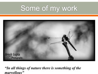 “In all things of nature there is something of the
marvellous”
 