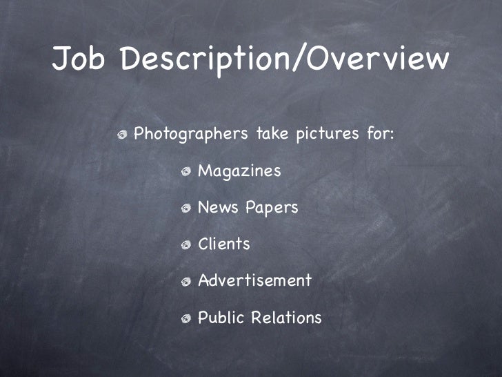 job description of a photographer