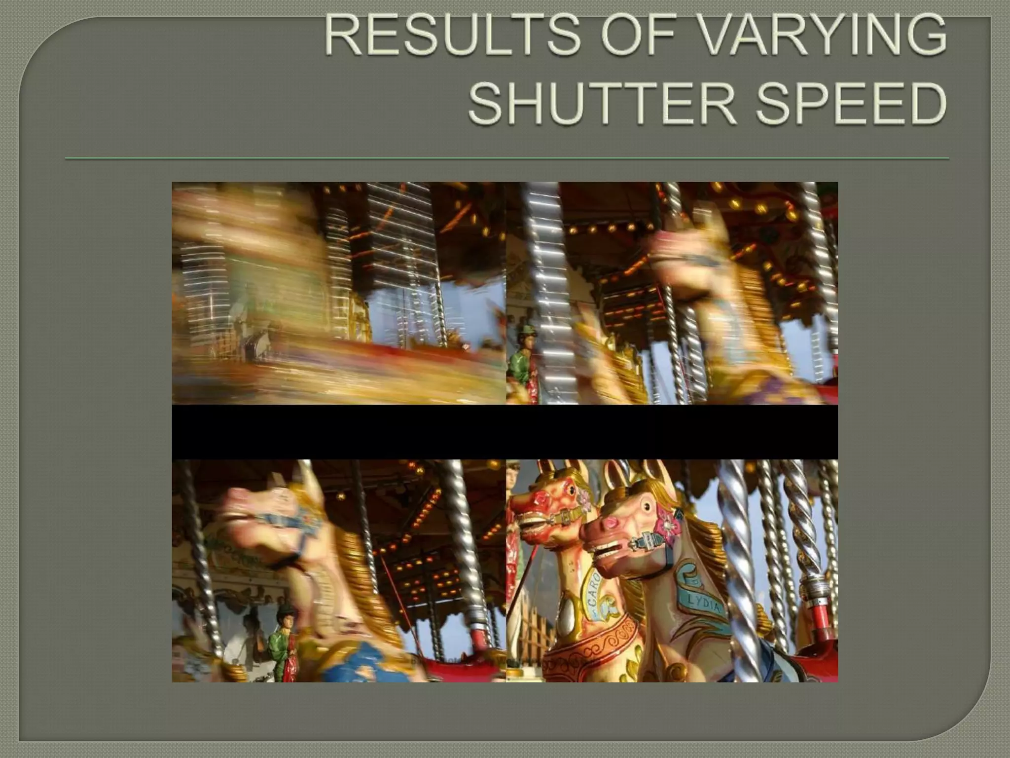 RESULTS OF VARYING SHUTTER SPEED