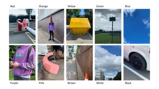 Red Orange Yellow Green Blue
Purple Pink Brown White Black
 