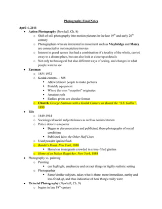 Photography Final Notes<br />April 4, 2011<br />,[object Object]