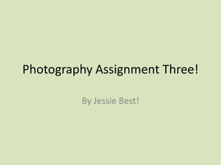 Photography Assignment Three!

         By Jessie Best!
 