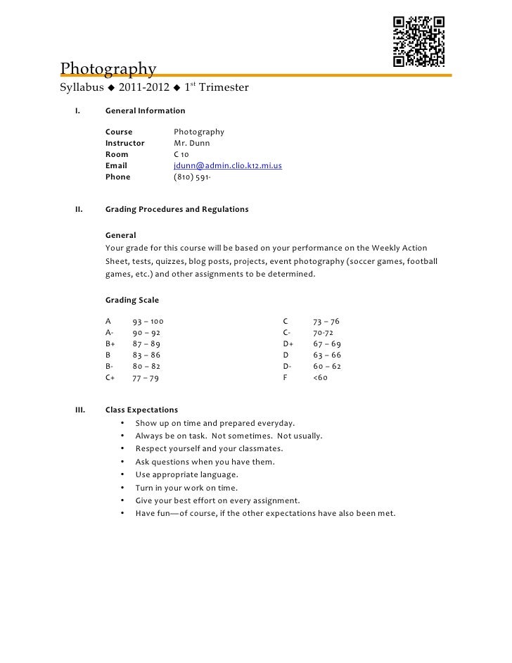 Photography Syllabus
