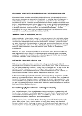 Photography Trends in 2024, From AI Integration to Sustainable