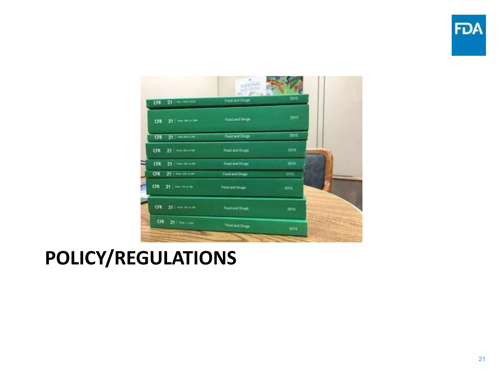 21
POLICY/REGULATIONS
 