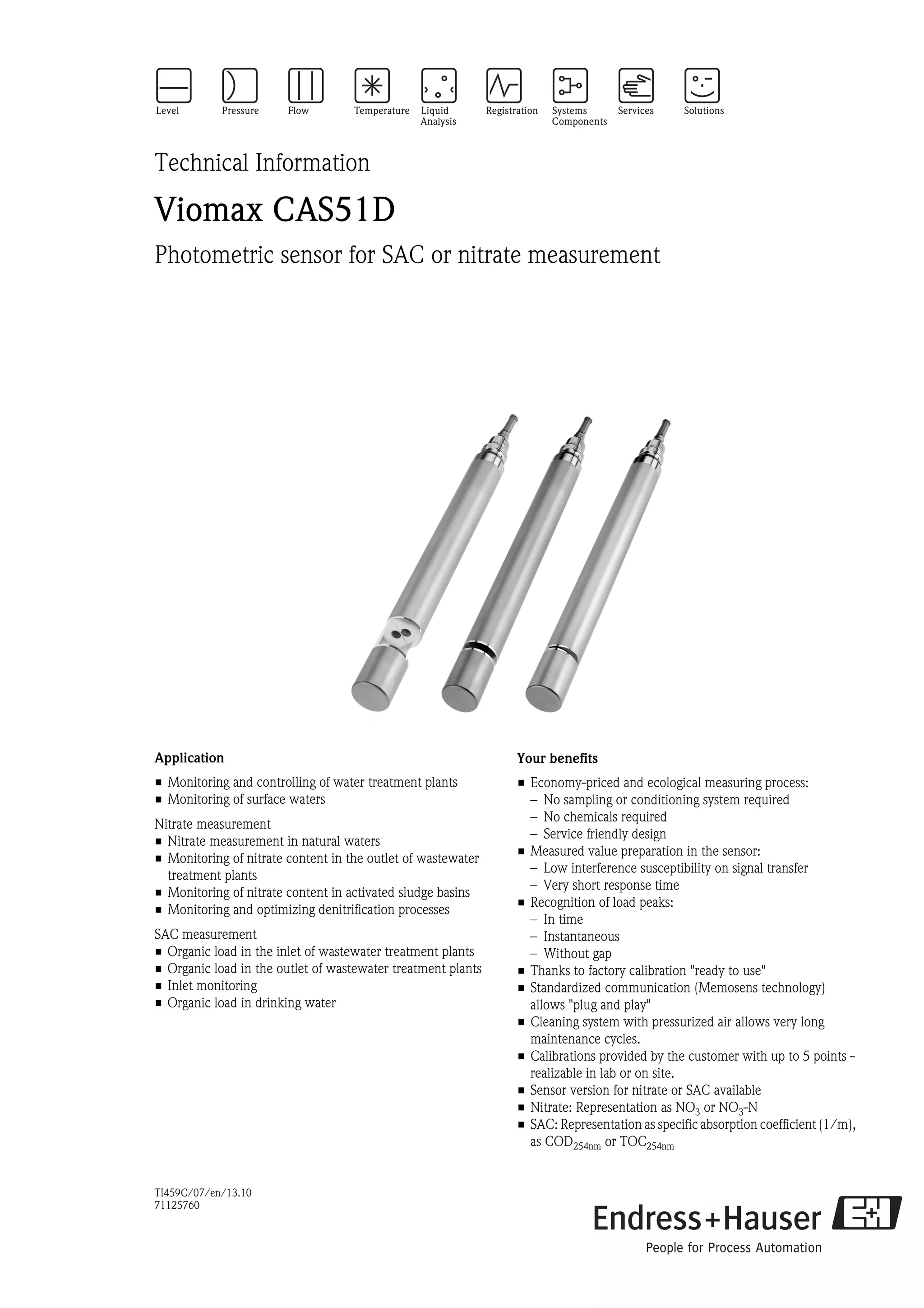 Photometric sensor for SAC or nitrate measurement | PDF