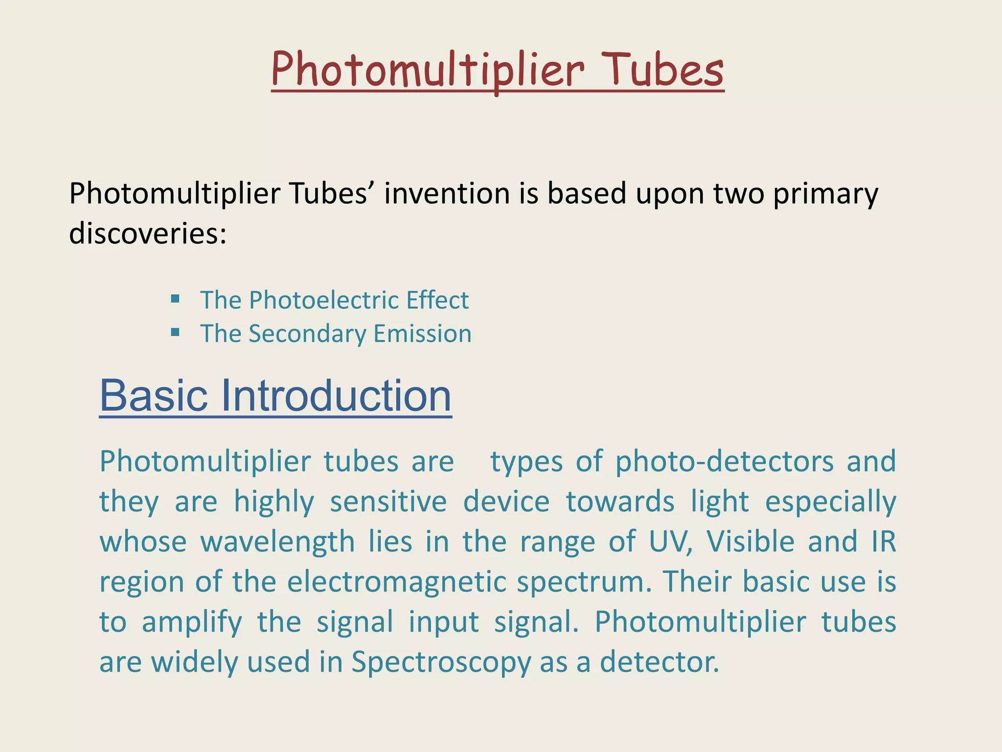 Photomultiplier tubes PPT