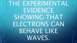 THE EXPERIMENTAL
EVIDENCE
SHOWING THAT
ELECTRONS CAN
BEHAVE LIKE
WAVES.
 
