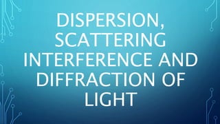DISPERSION,
SCATTERING
INTERFERENCE AND
DIFFRACTION OF
LIGHT
 