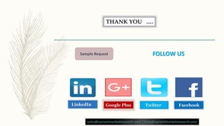THANK YOU ….
FOLLOW US
LinkedIn Google Plus Twitter Facebook
sales@variantmarketresearch.com | help@variantmarketresearch.com
Sample Request
 