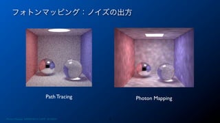 フォトンマッピング：ノイズの出方
9
Path Tracing Photon Mapping
Photon Mapping. RENERING1H CAMP 2013/8/24
 