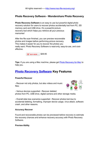Photo recovery software