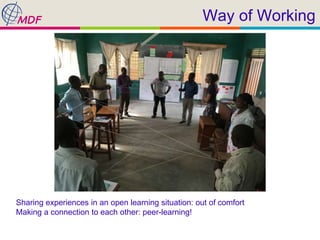 Way of Working
Sharing experiences in an open learning situation: out of comfort
Making a connection to each other: peer-learning!
 