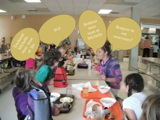 Bonjour mon nom et MichelleWai Bonjour tu est nouveaux? Enchanté Michelle mon  nom et  léo