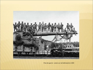 Prise de guerre : canon sur rail allemand en 1945 