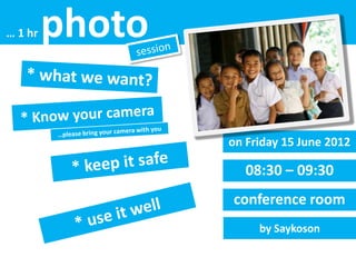 … 1 hr

photo
on Friday 15 June 2012

08:30 – 09:30
conference room
by Saykoson

 
