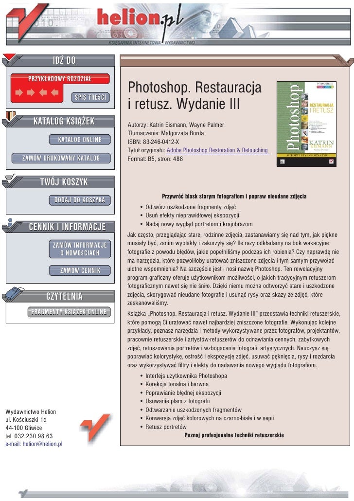 Photoshop Restauracja I Retusz Wydanie Iii