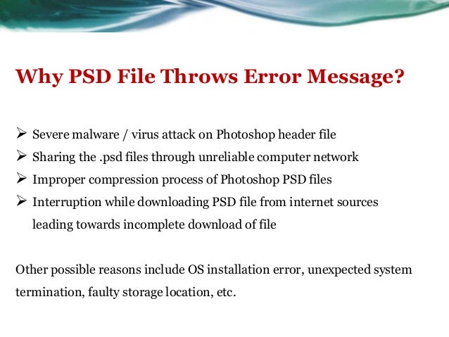 unexpected end of file photoshop