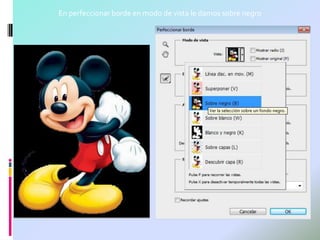 En perfeccionar borde en modo de vista le damos sobre negro
 