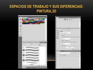 ESPACIOS DE TRABAJO Y SUS DIFERENCIAS:
              PINTURA,3D
 