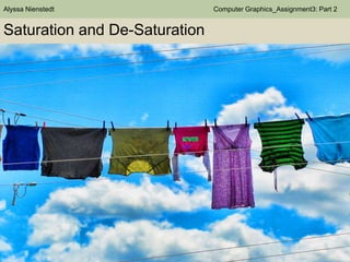 Alyssa Nienstedt

Saturation and De-Saturation

Computer Graphics_Assignment3: Part 2

 
