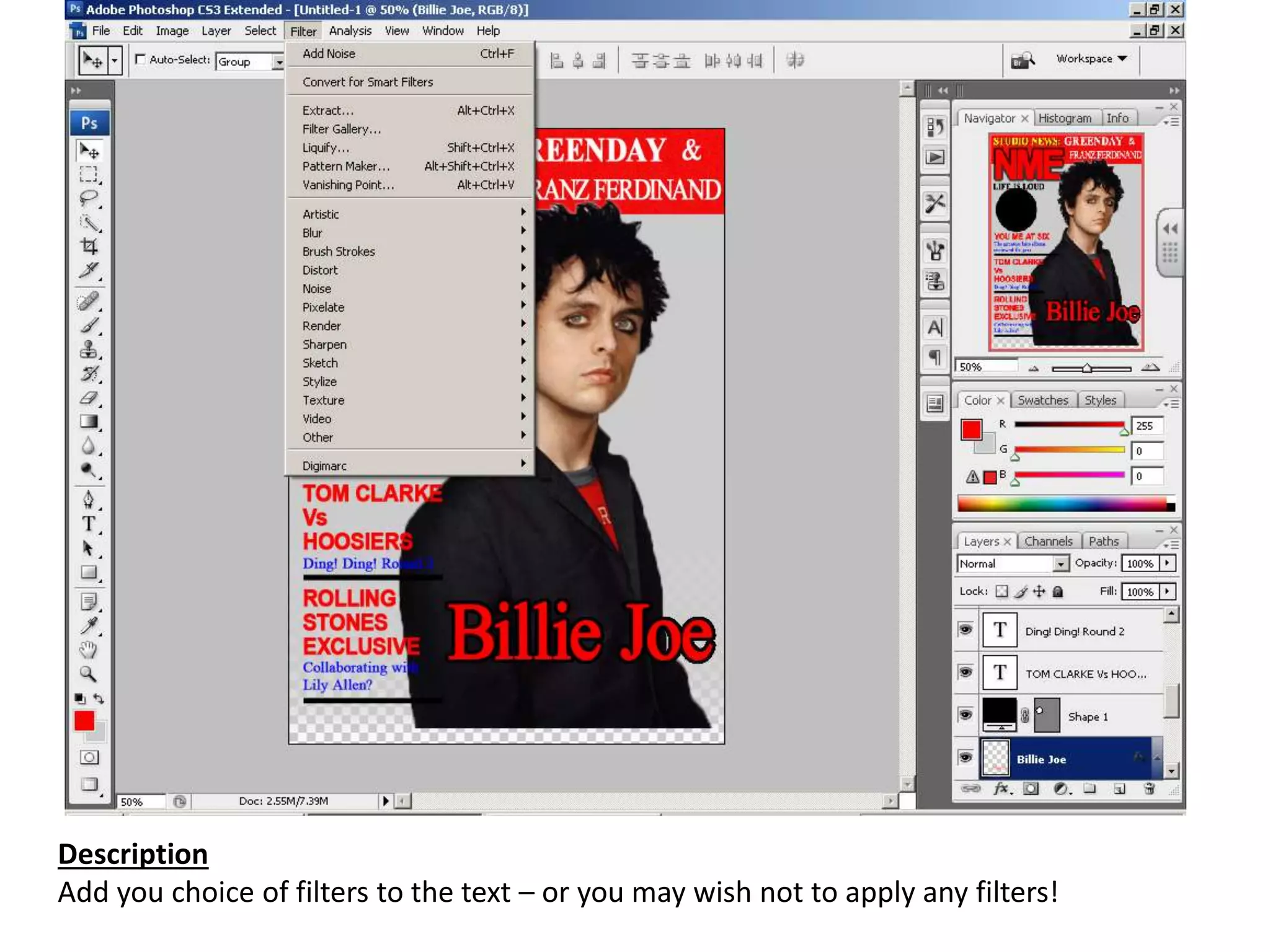 Description
Add you choice of filters to the text – or you may wish not to apply any filters!
 