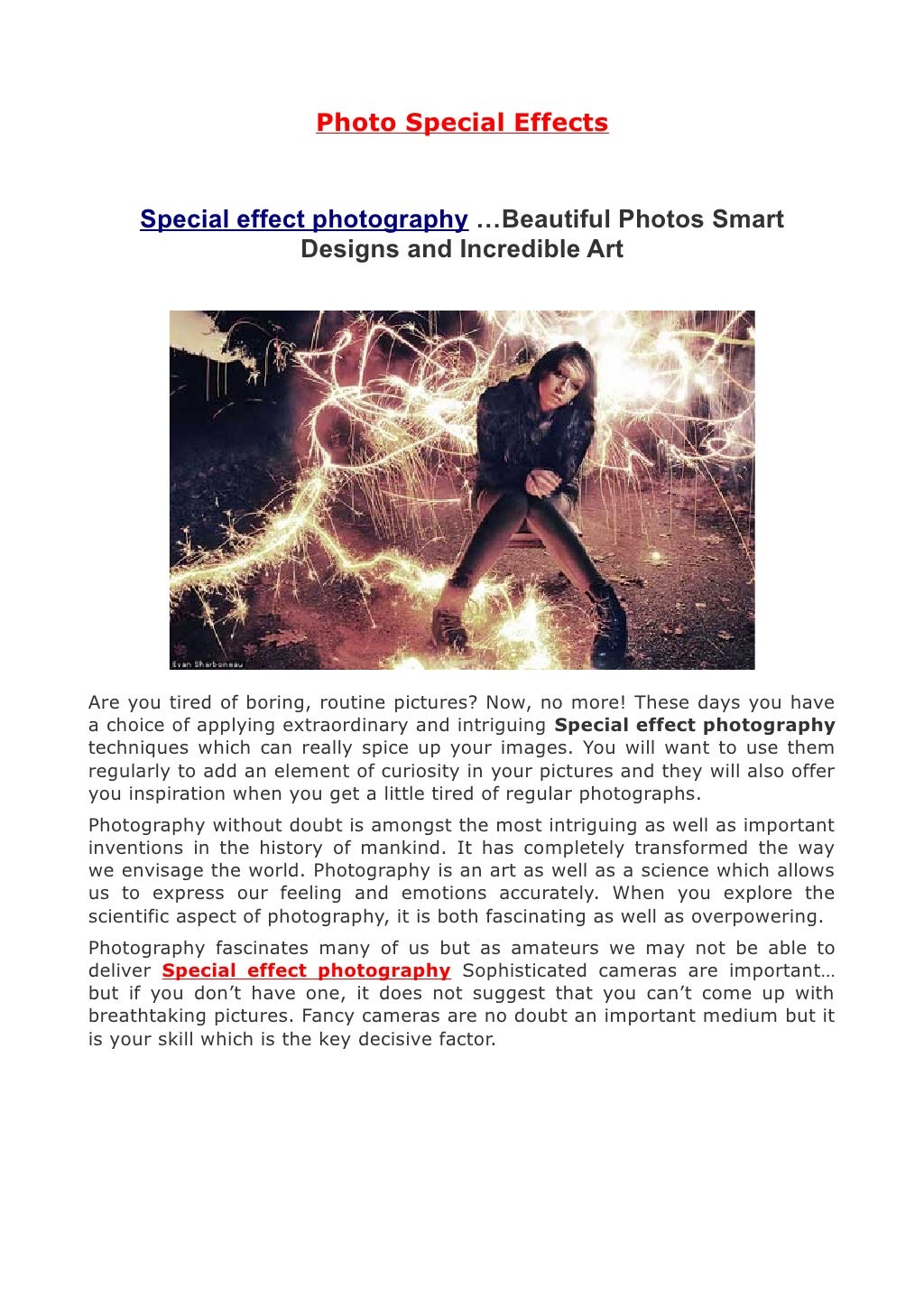 Photography Tricks Trick Photography and Photo Special Effects