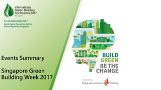 Events Summary
Singapore Green
Building Week 2017
 