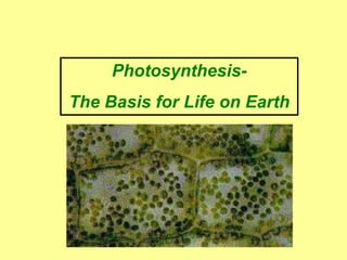 Photosynthesis-
The Basis for Life on Earth
 