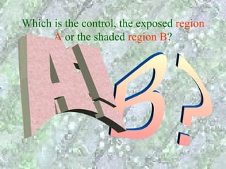 Which is the control, the exposed region
      A or the shaded region B?
 