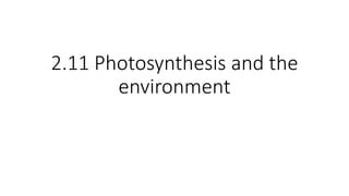 2.11 Photosynthesis and the
environment
 