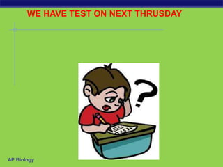 AP Biology
WE HAVE TEST ON NEXT THRUSDAY
 