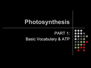 Photosynthesis PART 1:   Basic Vocabulary & ATP 
