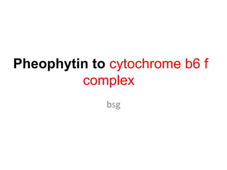 Pheophytin to cytochrome b6 f
complex
bsg
 