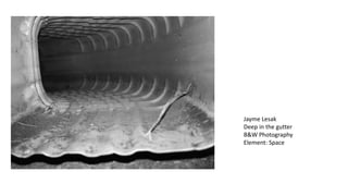 Jayme Lesak
Deep in the gutter
B&W Photography
Element: Space